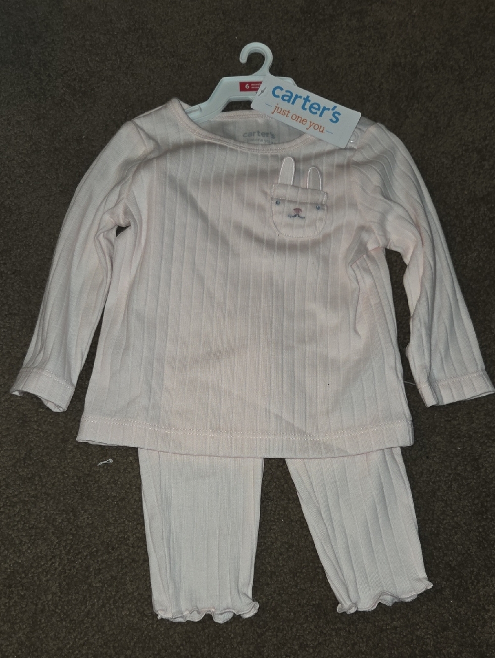 Carter's Light Pink Ribbed Bunny Two-Piece Pajama Set